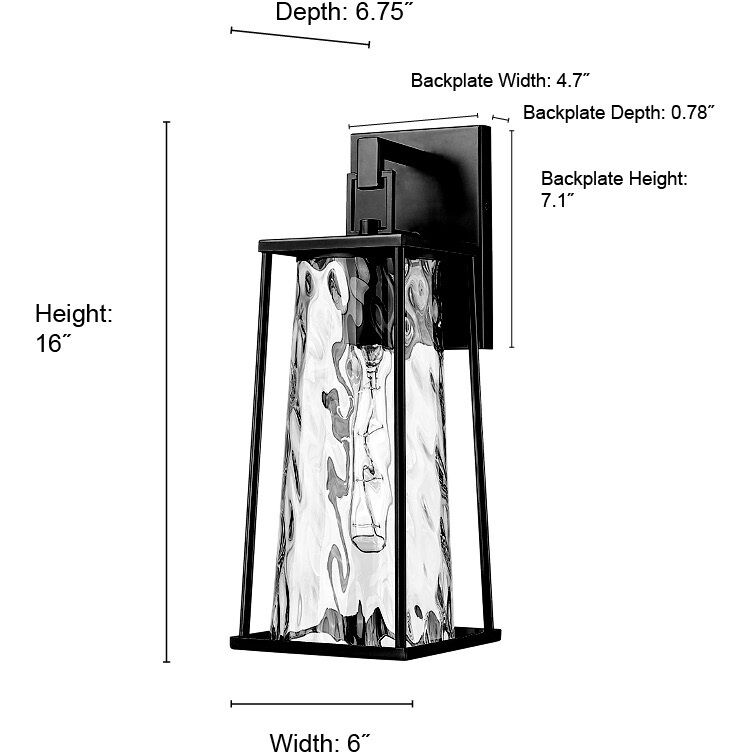 Dutton 1 Light 16.25 inch Powder Coated Black Outdoor Wall Sconce